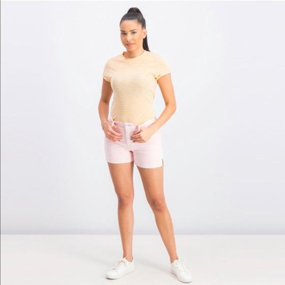 NWT Free People Night Sky Striped Short Sleeve Tee in Summer Rose. Size Medium. - Picture 2 of 6